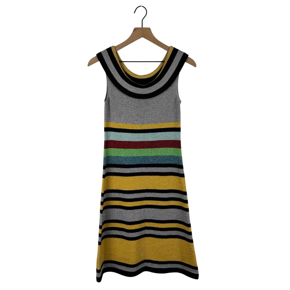 L.A.M.B. Y2k gwen stefani wool metalic off the shoulder knit dress small